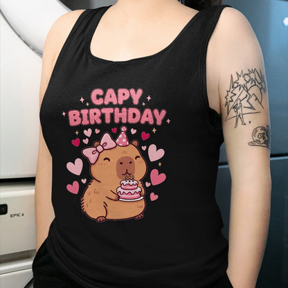 Cute Capybara Shirt, Funny Capybara UnisexT-Shirt/Hoodie/Sweatshirt HLT00 - Capybara Birthday Girl Cute Capybara Animal Lovers Bow Party T-Shirt