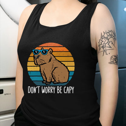 Cute Capybara Shirt, Funny Capybara Unisex T-Shirt/Hoodie/Sweatshirt HLT00 - Dont Worry Be Capy Capybara Retro Men Boys Kids Youth Women T-Shirt
