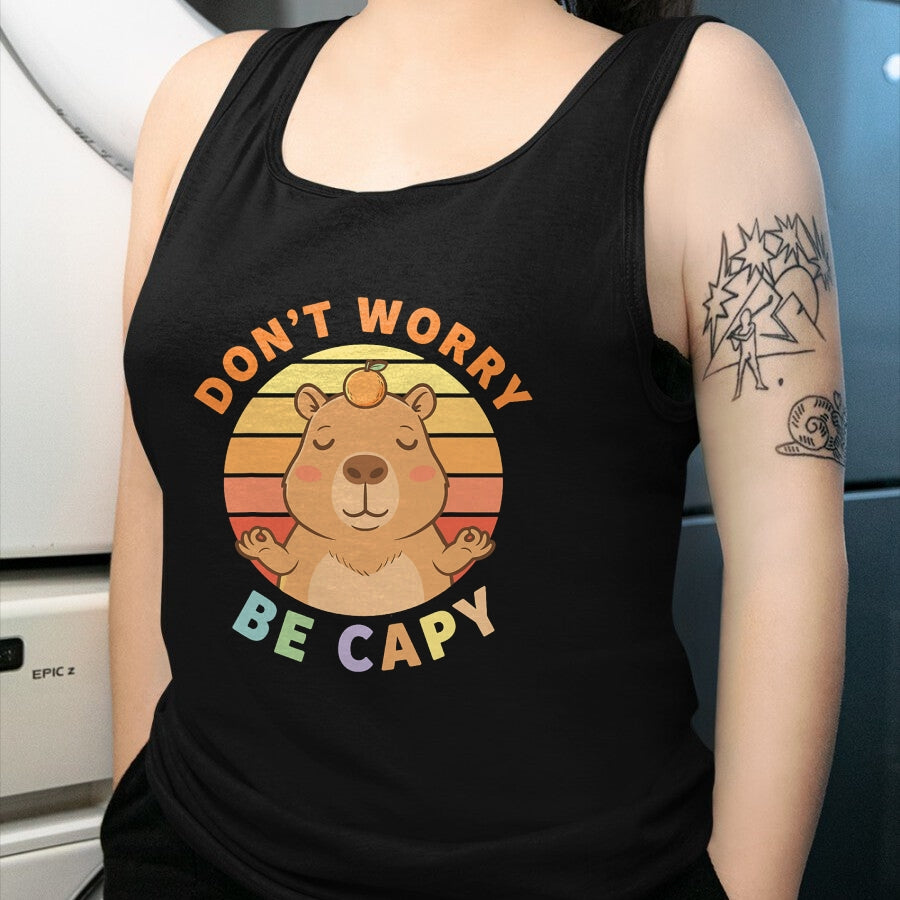 Cute Capybara Shirt, Funny Capybara Unisex T-Shirt/Hoodie/Sweatshirt HLT00 - Capybara Dont Worry Be Capy T-Shirt