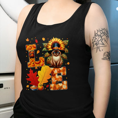 Cat Love Shirt, Funny Cat Lover Gift UnisexT-Shirt/Hoodie/Sweatshirt HLT00 - LOVE Thanksgiving Siamese Cat Costume Fall Leaves Sunflower T-Shirt for Men Women Kids (1)