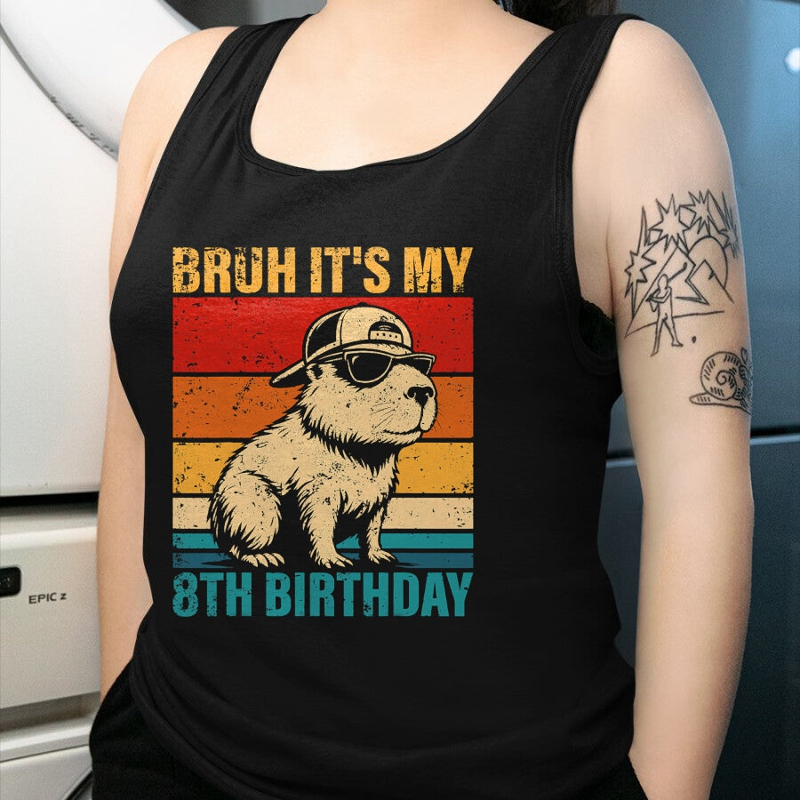 Cute Capybara Shirt, Funny Capybara UnisexT-Shirt/Hoodie/Sweatshirt HLT00 - 8 Year Old Birthday Boy Capybara Bruh It_s My 8th Birthday T-Shirt