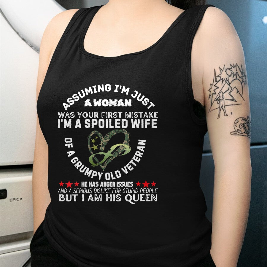 Best Wife Shirt, Wife and Husband Unisex T-Shirt/Hoodie/Sweatshirt HLT00 - Gift for wife T shirt, spoiled wife   Womens Husband Wife I'm A Spoiled Wife Of A Grumpy Old Veteran