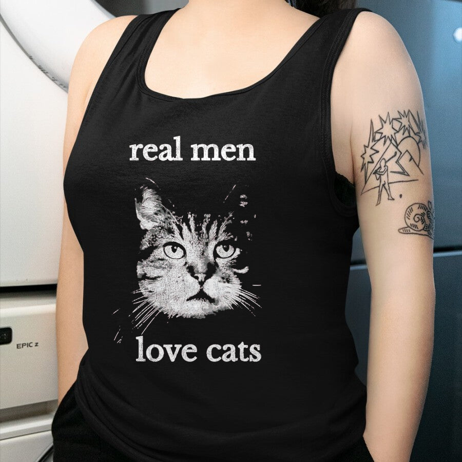 Cat Love Shirt, Funny Cat Lover Gift UnisexT-Shirt/Hoodie/Sweatshirt HLT00 - Real Men Love Cats - Cat Lover T-Shirt T-Shirt, Men, Navy Blue, X-Large