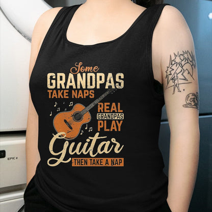 Guitar Lover Shirt, Funny Guitar UnisexT-Shirt/Hoodie/Sweatshirt HLT00 - Real Grandpas Play Guitar Then Take Nap Funny Guitarist T-Shirt, Men, Black, 3X-Large