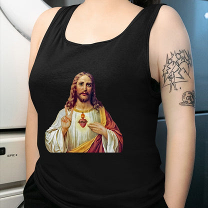 Christian Tee, Christian Faith Unisex T-Shirt/Hoodie/Sweatshirt HLT00 - Jesus Christ Sacred Heart Peace Sign Portrait T-Shirt