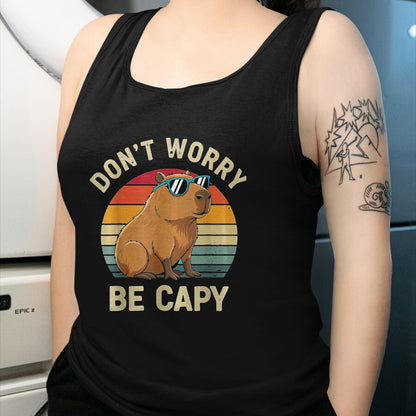 Cute Capybara Shirt, Funny Capybara Unisex T-Shirt/Hoodie/Sweatshirt HLT00 - Dont Worry Be Capy Capybara T-Shirt, Women, Purple, X-Small