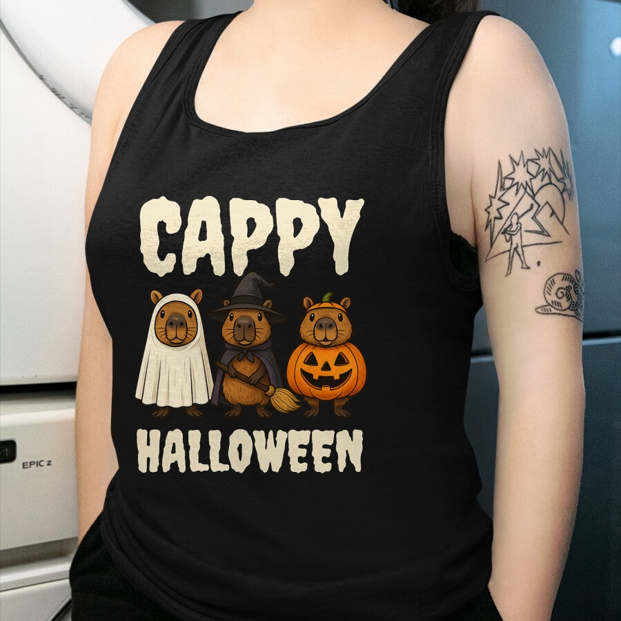 Cute Capybara Shirt, Funny Capybara UnisexT-Shirt/Hoodie/Sweatshirt HLT00 - Cappy Halloween Funny Capybara Ghost Witch Pumpkin Spooky T-Shirt