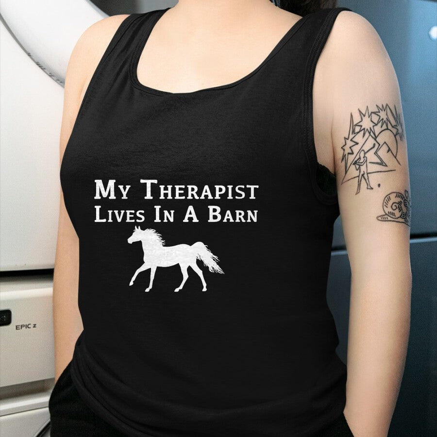 Best Horse Lover Shirt , Funny Horse UnisexT-Shirt/Hoodie/Sweatshirt HLT00 - My Therapist Live in A Barn - Funny Horse T-Shirt