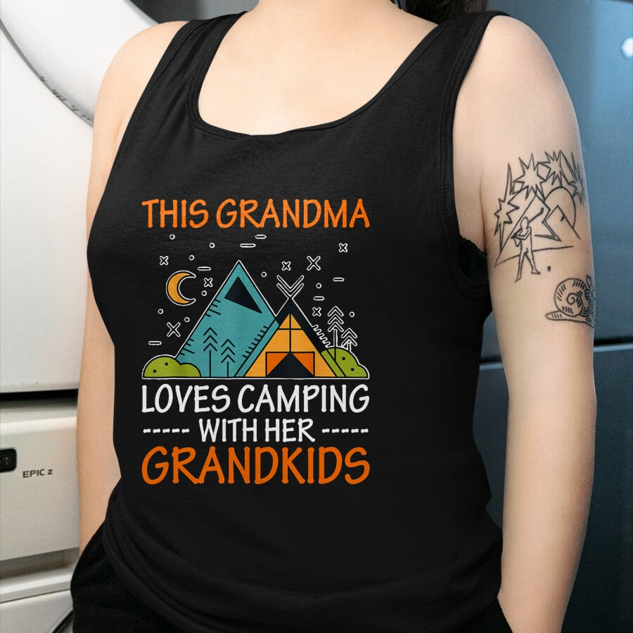 Best Grandma Shirt, Proud Grandma Unisex T-Shirt/Hoodie/Sweatshirt HLT00 - This Grandma Loves Camping with Her Grandkids T-Shirt T-Shirt