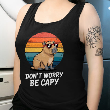 Cute Capybara Shirt, Funny Capybara Unisex T-Shirt/Hoodie/Sweatshirt HLT00 - Don_t Worry Be Capy Relaxed Capybara Lovers Summer Vibes T-Shirt