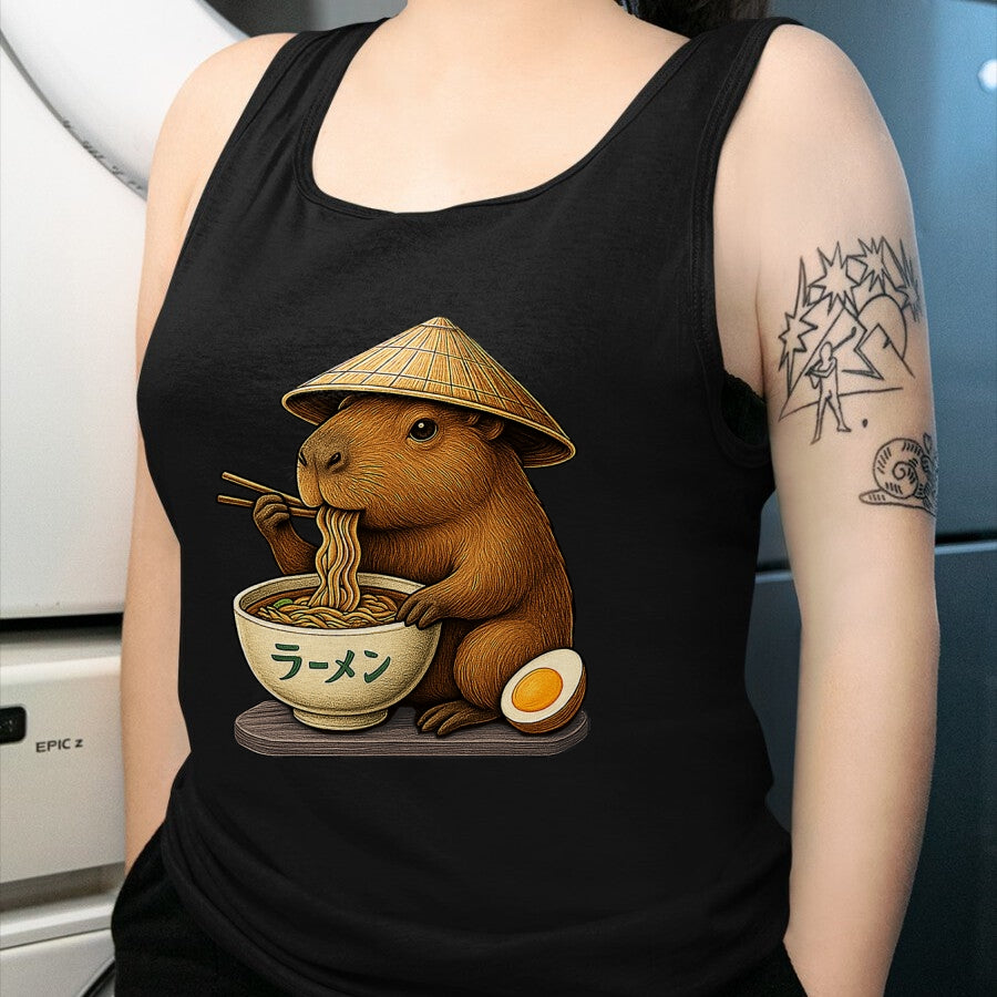 Cute Capybara Shirt, Funny Capybara Unisex T-Shirt/Hoodie/Sweatshirt HLT00 - Capybara Eating Japanese Ramen Kawaii Anime tee Funny Kids T-Shirt