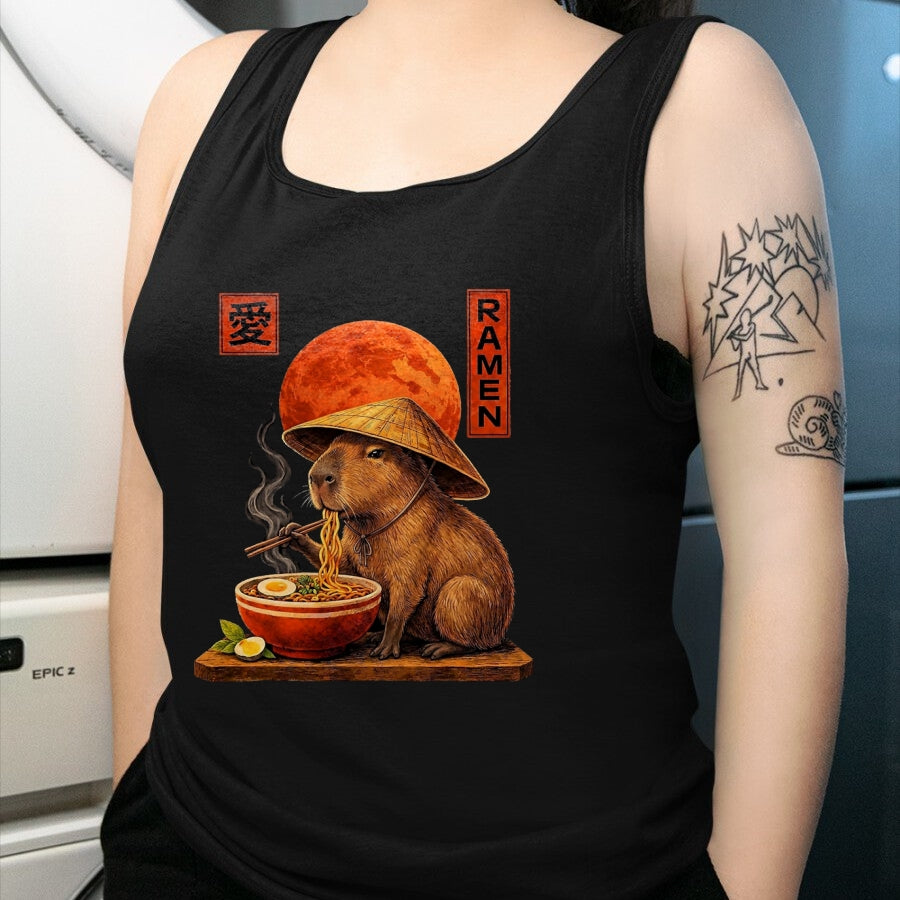 Cute Capybara Shirt, Funny Capybara Unisex T-Shirt/Hoodie/Sweatshirt HLT00 - Capybara Ramen Japanese Art Funny Anime Graphic Tee Kawaii T-Shirt, Men, Black, 3X-Large