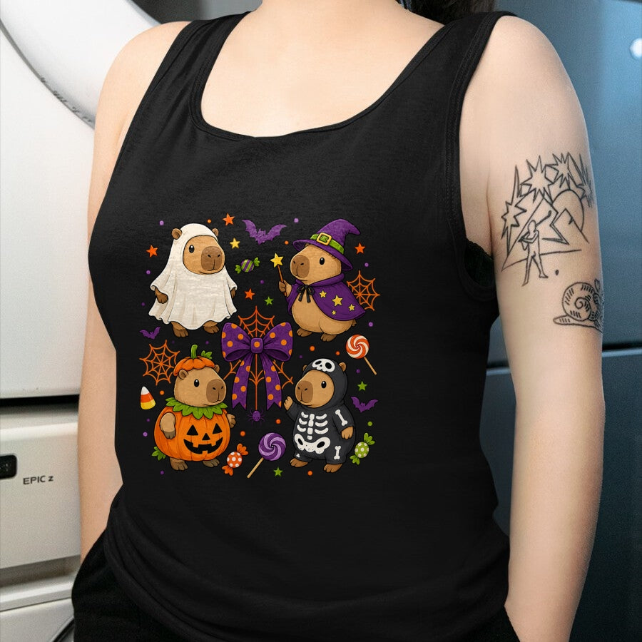 Cute Capybara Shirt, Funny Capybara Unisex T-Shirt/Hoodie/Sweatshirt HLT00 - Funny Cozy Capybara Autumn Fall Spooky Season Halloween T-Shirt