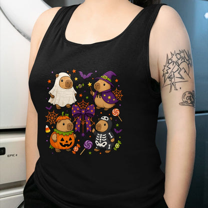 Cute Capybara Shirt, Funny Capybara Unisex T-Shirt/Hoodie/Sweatshirt HLT00 - Funny Cozy Capybara Autumn Fall Spooky Season Halloween T-Shirt