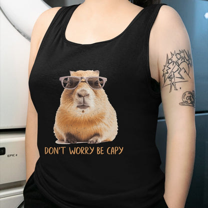 Cute Capybara Shirt, Funny Capybara Unisex T-Shirt/Hoodie/Sweatshirt HLT00 - Funny Graphic Don_t Worry Be Capy Capybara T-Shirt