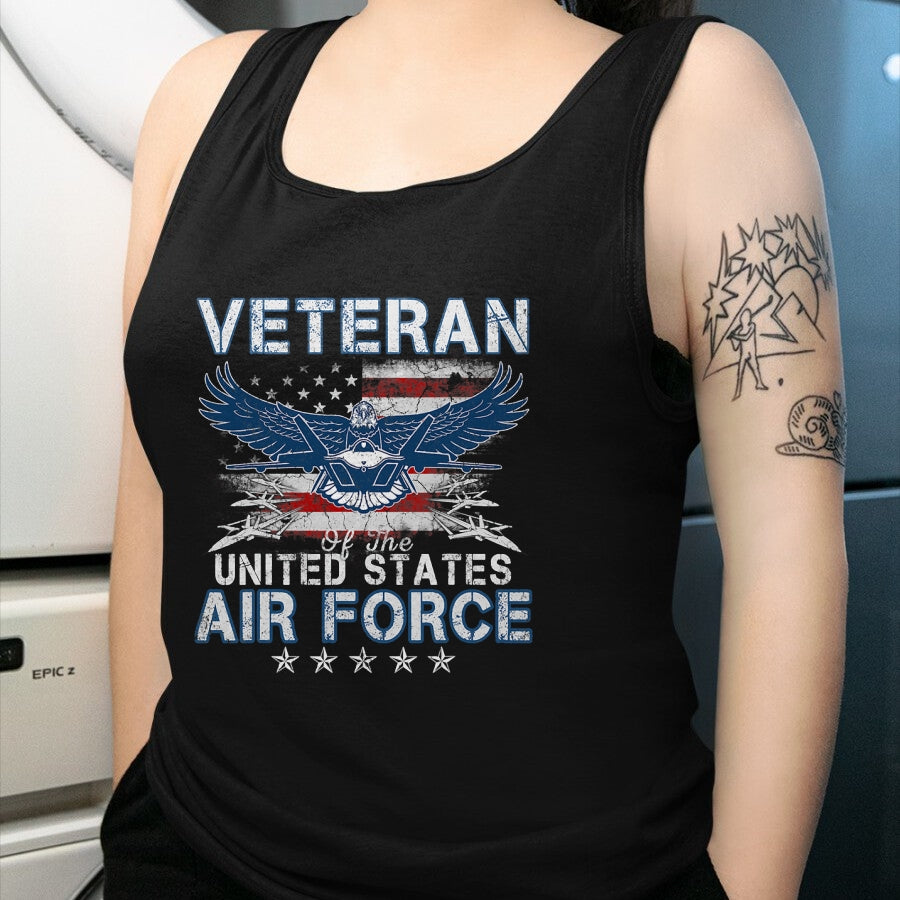 Proud Veteran Shirt, Funny Veteran UnisexT-Shirt/Hoodie/Sweatshirt HLT00 - Proud US Air Force Veteran USA Flag Patriotic Vintage Mens T-Shirt
