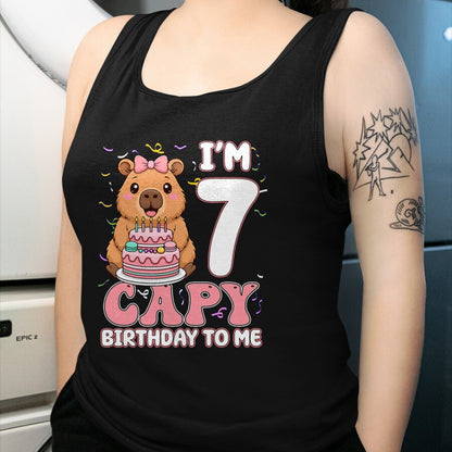 Cute Capybara Shirt, Funny Capybara UnisexT-Shirt/Hoodie/Sweatshirt HLT00 - 7 Years Old Capy Birthday to Me 7th Birthday Capybara Girl T-Shirt