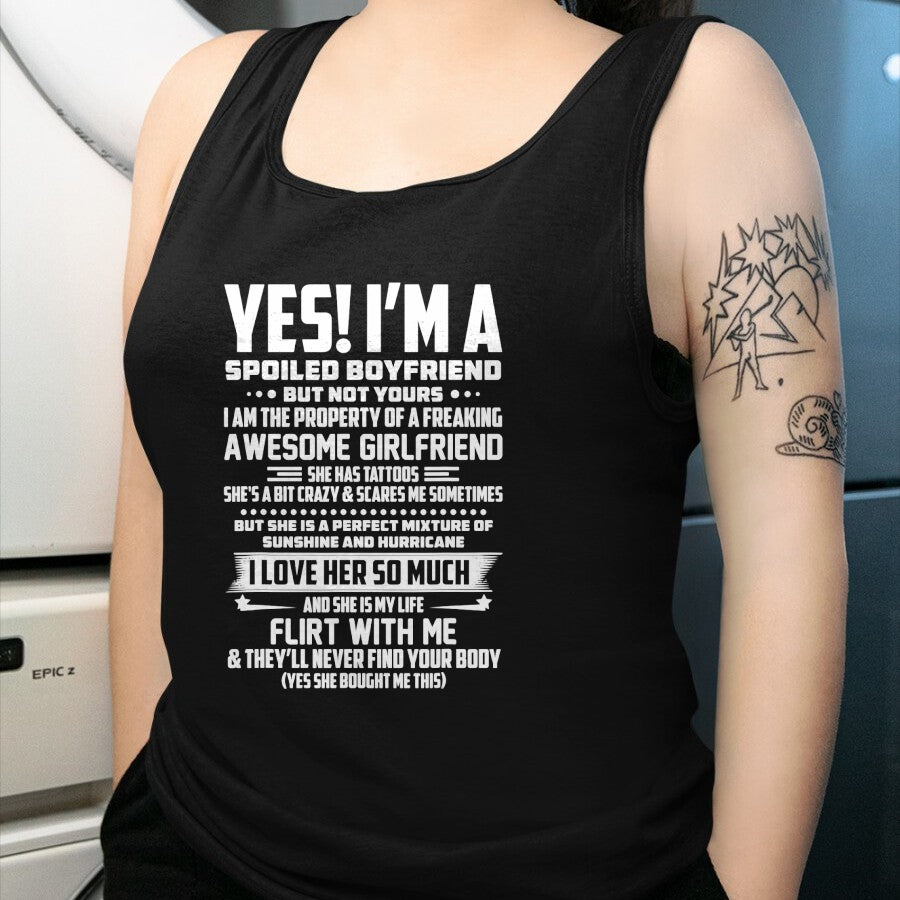 Best Wife Shirt, Wife and Husband Unisex T-Shirt/Hoodie/Sweatshirt HLT00 - Yes! i'm a spoiled boyfriend but not yours T-Shirt