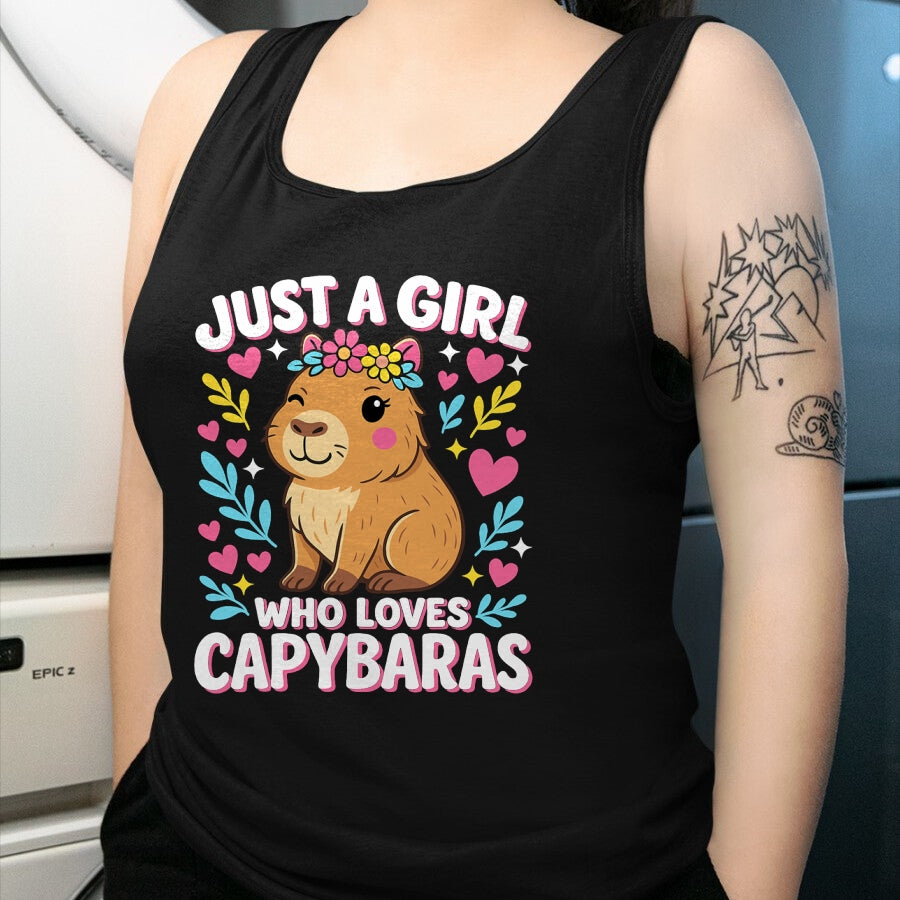 Cute Capybara Shirt, Funny Capybara Unisex T-Shirt/Hoodie/Sweatshirt HLT00 - Cute Rodent Animal Just a Girl who loves Capybaras T-Shirt