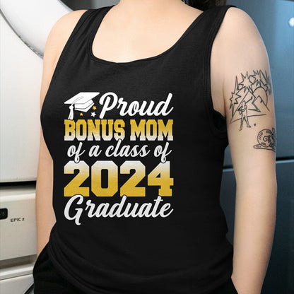 Gift for Mom Shirt, Funny Mom Unisex T-Shirt/Hoodie/Sweatshirt HLT00 - Proud Bonus Mom of a Class Of 2024 Graduate Senior Family T-Shirt