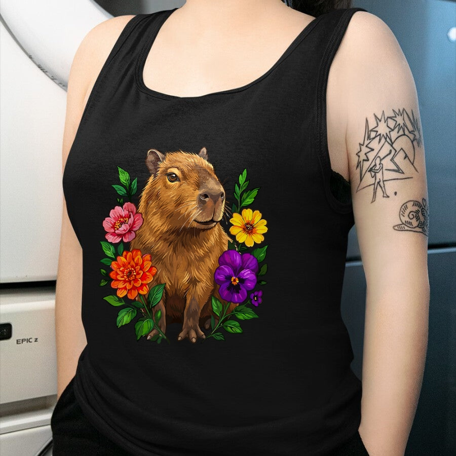 Cute Capybara Shirt, Funny Capybara Unisex T-Shirt/Hoodie/Sweatshirt HLT00 - Cute Capybara Floral T-Shirt