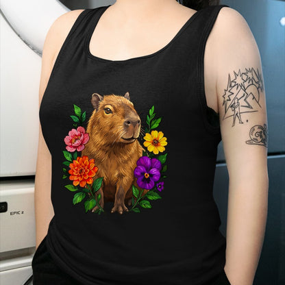 Cute Capybara Shirt, Funny Capybara Unisex T-Shirt/Hoodie/Sweatshirt HLT00 - Cute Capybara Floral T-Shirt