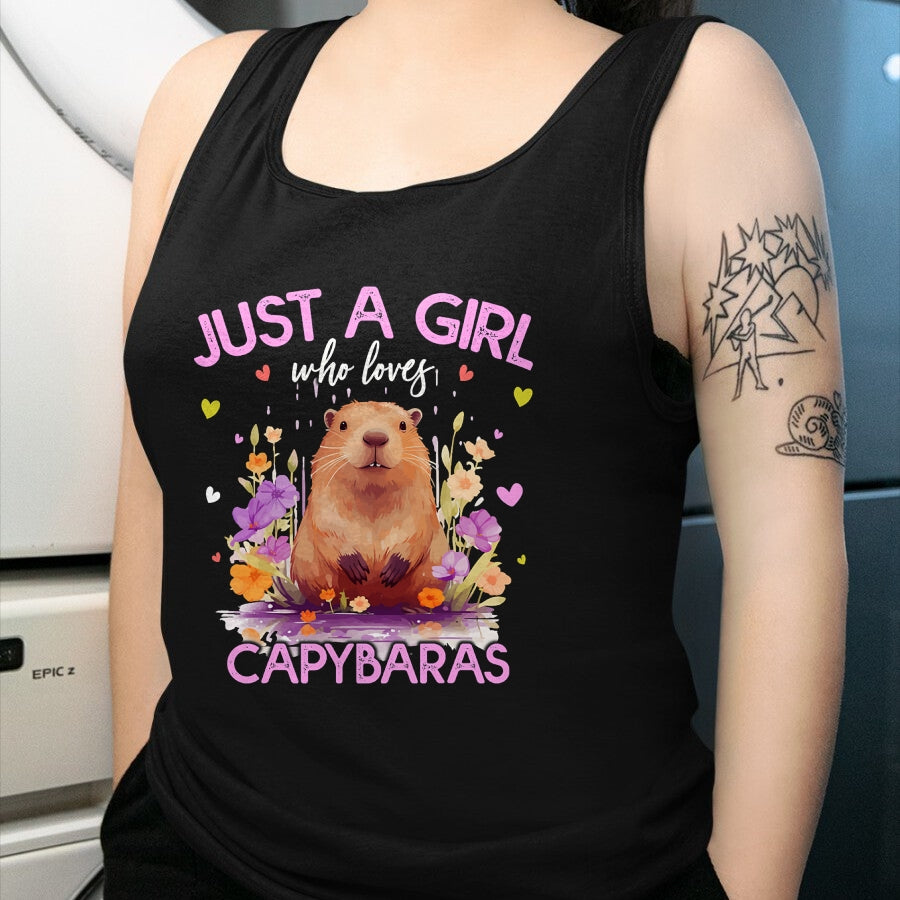 Cute Capybara Shirt, Funny Capybara Unisex T-Shirt/Hoodie/Sweatshirt HLT00 - Just A Girl Who Loves Capybaras For Women Girls T-Shirt