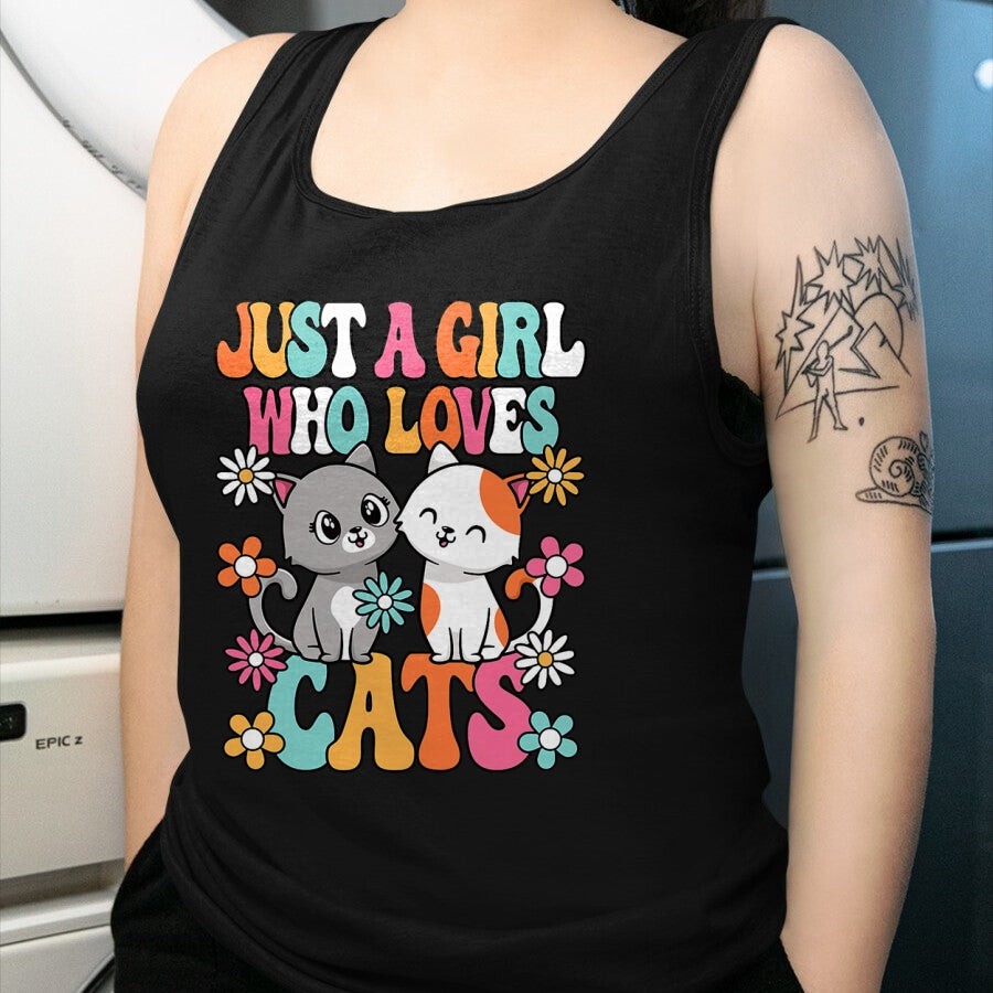 Cat Love Shirt, Funny Cat Lover Gift UnisexT-Shirt/Hoodie/Sweatshirt HLT00 - Just A Girl Who Loves Cats Cute Cat Lover Kitten Girls Kids T-Shirt (1)