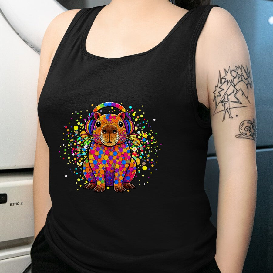 Cute Capybara Shirt, Funny Capybara UnisexT-Shirt/Hoodie/Sweatshirt HLT00 - Funny Capybara Dots Art Animal Lovers Students Boys Girls T-Shirt (1)