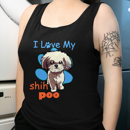 Dog Love Shirt, Dog Lover Gift T-Shirt/Hoodie/Sweatshirt HLT00 - I Love My Shih Poo Shirt Best Dog Lover Paw Print Christmas T-Shirt