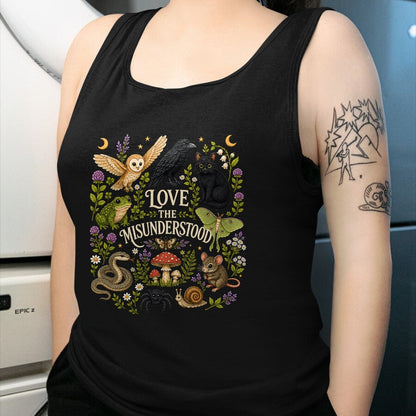 Cat Love Shirt, Funny Cat Lover Gift UnisexT-Shirt/Hoodie/Sweatshirt HLT00 - Love The Misunderstood Bat Raven Cat Snake Spider Moth Frog T-Shirt (1)