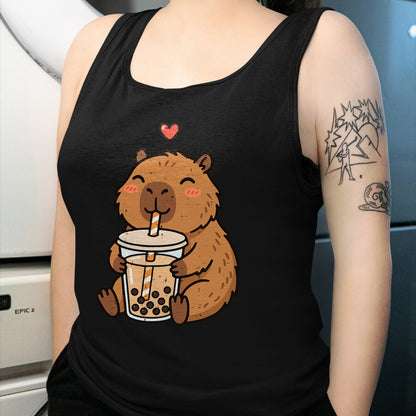 Cute Capybara Shirt, Funny Capybara UnisexT-Shirt/Hoodie/Sweatshirt HLT00 - Capybara Boba Bubble Milk Tea Cute Capy Rodent Men Women Kid T-Shirt