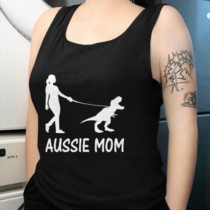 Dog Love Shirt, Dog Lover Gift T-Shirt/Hoodie/Sweatshirt HLT00 - Aussie Mom Australian Shepherd Dog Dinosaur Women Mother T-Shirt