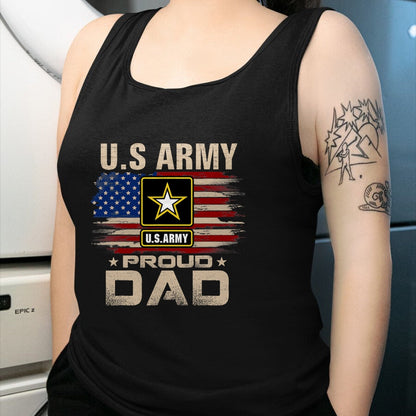 Gift for Dad Shirt, Funny Dad Unisex T-Shirt/Hoodie/Sweatshirt HLT00 – Vintage U.S Army Proud Dad With American Flag T-Shirt