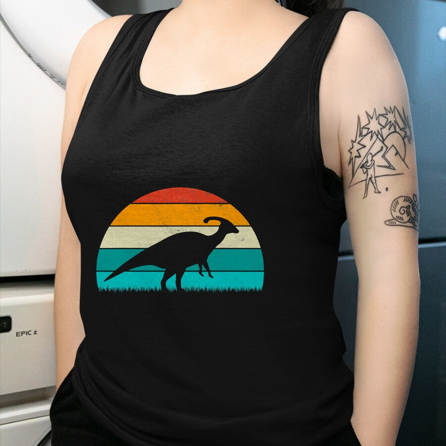 Best Dinosaur Lover Shirt, Funny Dinosaur UnisexT-Shirt/Hoodie/Sweatshirt HLT00 - Parasaurolophus - Vintage Retro Sunset Dinosaur Lovers T-Shirt