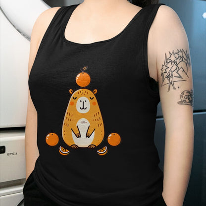 Cute Capybara Shirt, Funny Capybara Unisex T-Shirt/Hoodie/Sweatshirt HLT00 - Kawaii Capybara Orange Long Sleeve T-Shirt (1)
