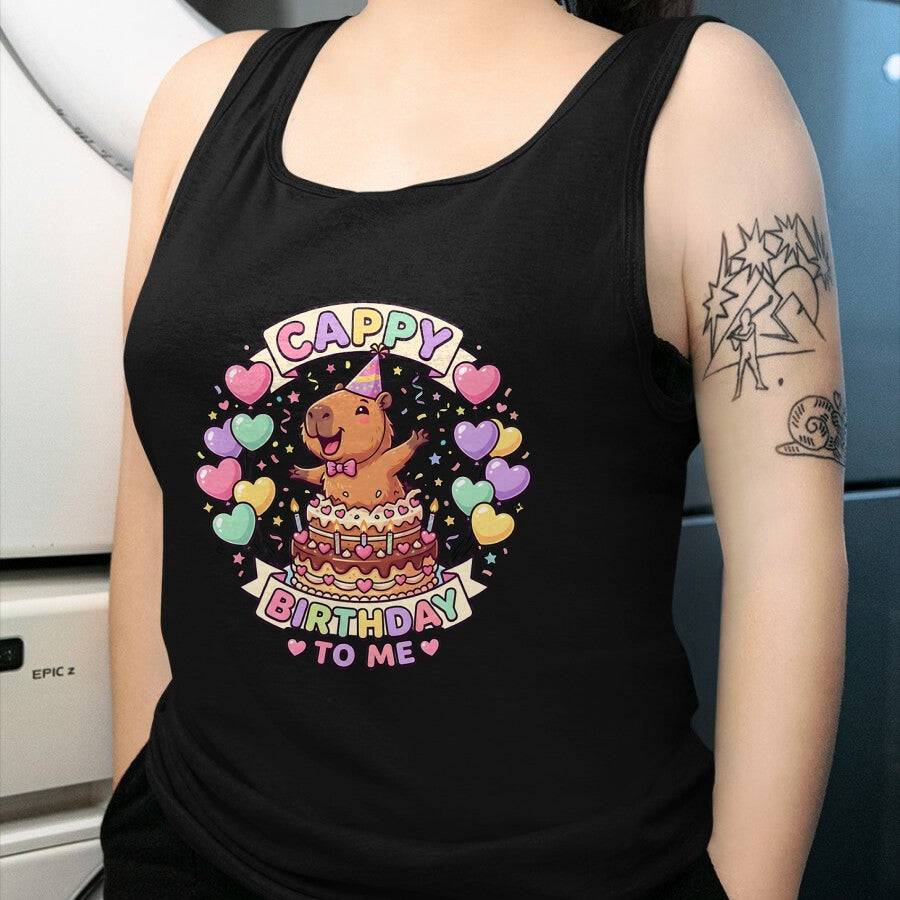 Cute Capybara Shirt, Funny Capybara UnisexT-Shirt/Hoodie/Sweatshirt HLT00 - Capybara Birthday Kawaii Girl Cappy Birthday to Me T-Shirt