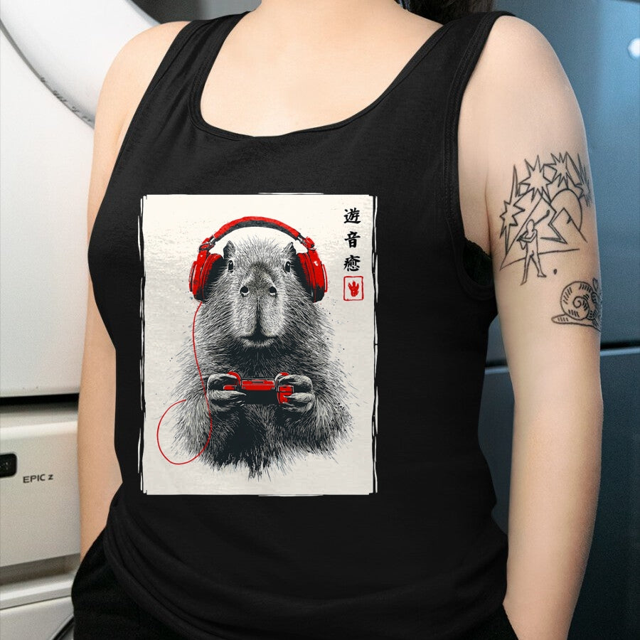 Cute Capybara Shirt, Funny Capybara Unisex T-Shirt/Hoodie/Sweatshirt HLT00 - Japanese Capybara Gamer Video Games Graphic Funny Capybara T-Shirt