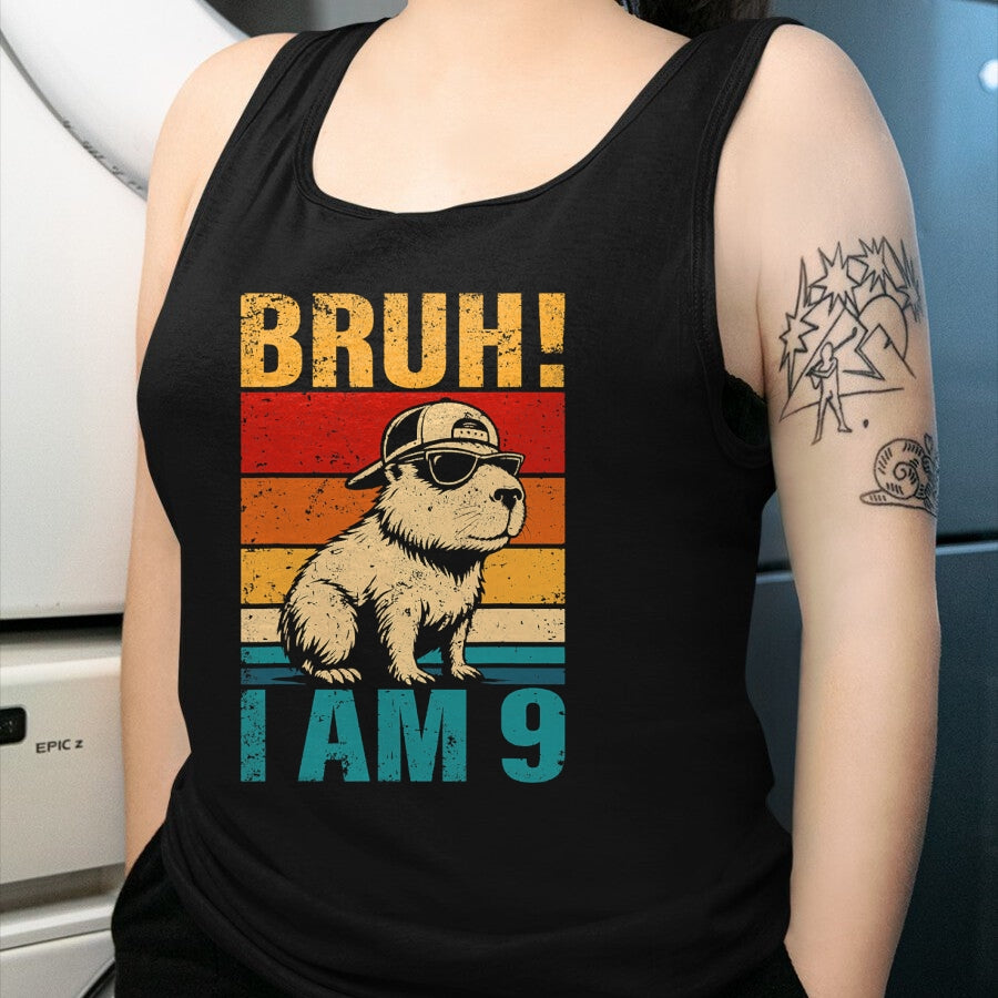 Cute Capybara Shirt, Funny Capybara UnisexT-Shirt/Hoodie/Sweatshirt HLT00 - 9 Year Old Birthday Boy Capybara Bruh It_s My 9th Birthday T-Shirt (1)