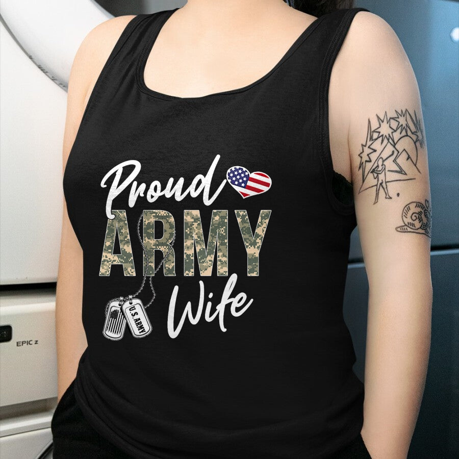 Best Wife Shirt, Wife and Husband Unisex T-Shirt/Hoodie/Sweatshirt HLT00 - Gift for wife T shirt, lucky wife   Proud Army Wife Army Graduation Wife US Army Wife Gifts T-Shirt