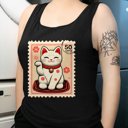 Cat Love Shirt, Funny Cat Lover Gift UnisexT-Shirt/Hoodie/Sweatshirt HLT00 - Maneki Neko Japanese Kawaii Lucky Cat Stamp Retro Aesthetic T-Shirt (1)