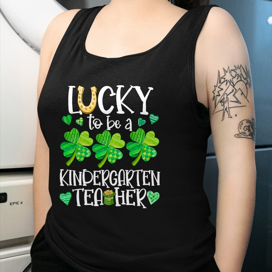 Patrick Day Shirts for Family, Funny Patrick Day shirts, st patrick's day Unisex T-Shirt/Hoodie/Sweatshirt HLT00 - Lucky To Be A Kindergarten Teacher, St Patrick Day Teachers Long Sleeve T-Shirt