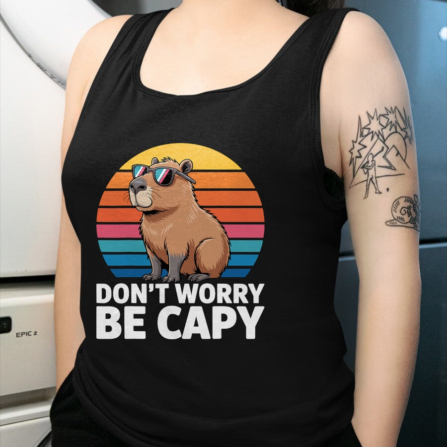 Cute Capybara Shirt, Funny Capybara Unisex T-Shirt/Hoodie/Sweatshirt HLT00 - Funny Don_t Worry Be Capy Capybara Men Boys Kids Youth Women T-Shirt