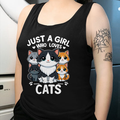 Cat Love Shirt, Funny Cat Lover Gift UnisexT-Shirt/Hoodie/Sweatshirt HLT00 - Just A Girl Who Loves Cats T-Shirt (1)