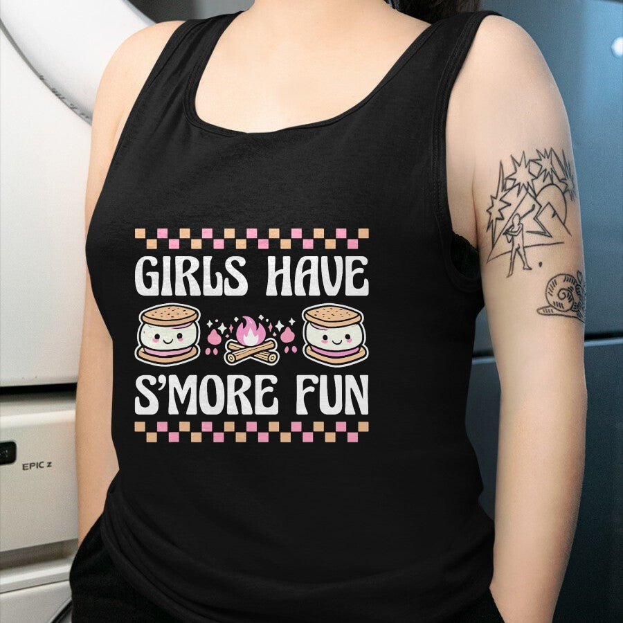 Funny Camping Shirt, Gift For Camping Lover Unisex T-Shirt/Hoodie/Sweatshirt HLT00 - Girls Have Smore Fun Camping Friends Camp Women Girl Kids T-Shirt