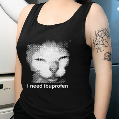Cat Love Shirt, Funny Cat Lover Gift UnisexT-Shirt/Hoodie/Sweatshirt HLT00 - I Need Ibuprofen Funny Vintage Graphic Cat Meme T-Shirt