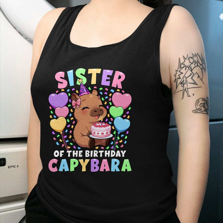 Cute Capybara Shirt, Funny Capybara UnisexT-Shirt/Hoodie/Sweatshirt HLT00 - Capybara Birthday Family Sister of The Birthday Capybara T-Shirt
