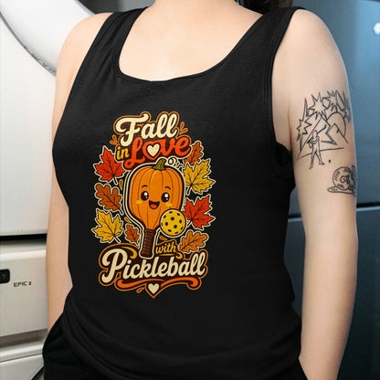 Funny Pickleball Shirt, Pickleball Lover Unisex T-Shirt/Hoodie/Sweatshirt HLT00 - Fall Pickleball Pumpkin Leaves Paddle Autumn Sports Lover T-Shirt