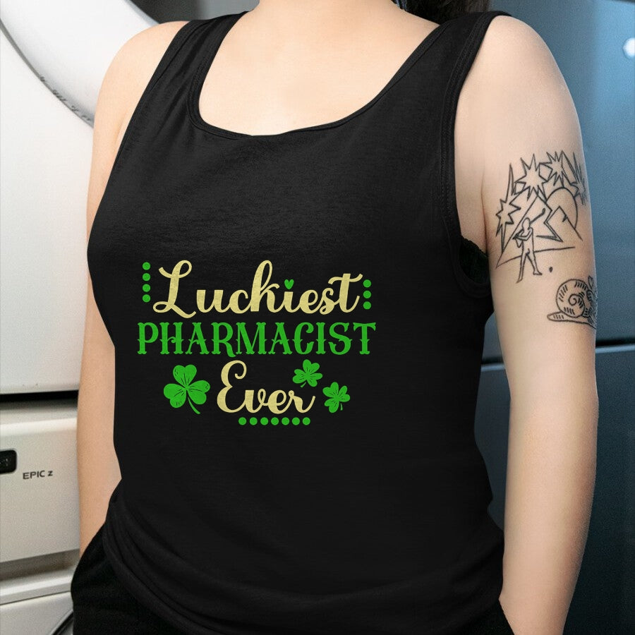 Patrick Day Shirts for Family, Funny Patrick Day shirts, st patrick's day Unisex T-Shirt/Hoodie/Sweatshirt HLT00 - Luckiest Pharmacist Ever Shamrock Irish St Patrick Day T-Shirt