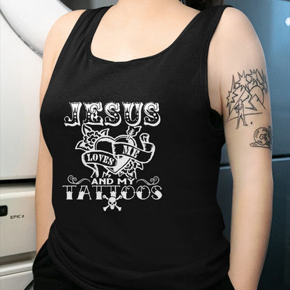Christian Tee, Christian Faith Unisex T-Shirt/Hoodie/Sweatshirt HLT00 - Jesus Loves Me & My Tattoos Christian Jesus God Tattoo Lover T-Shirt